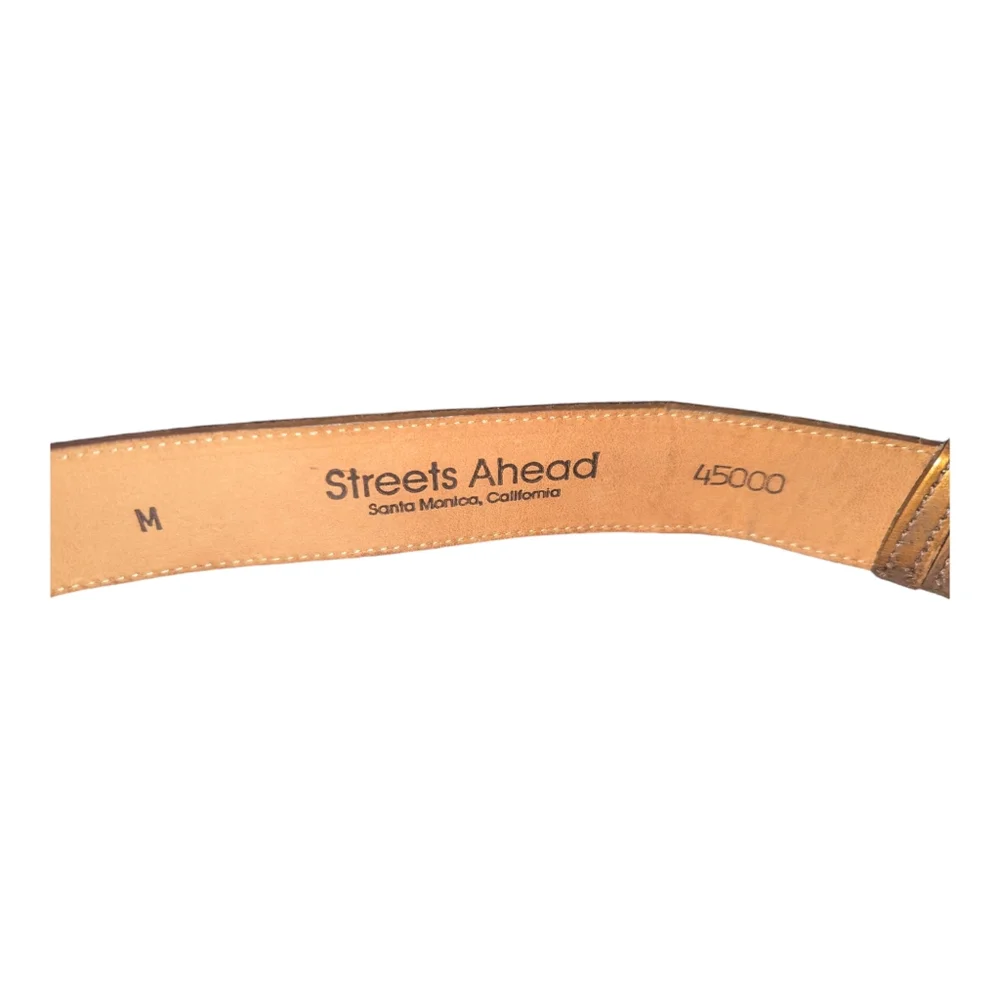 Rare Vintage Streets Ahead Santa Monica Copper Coin Adjustable Leather Belt